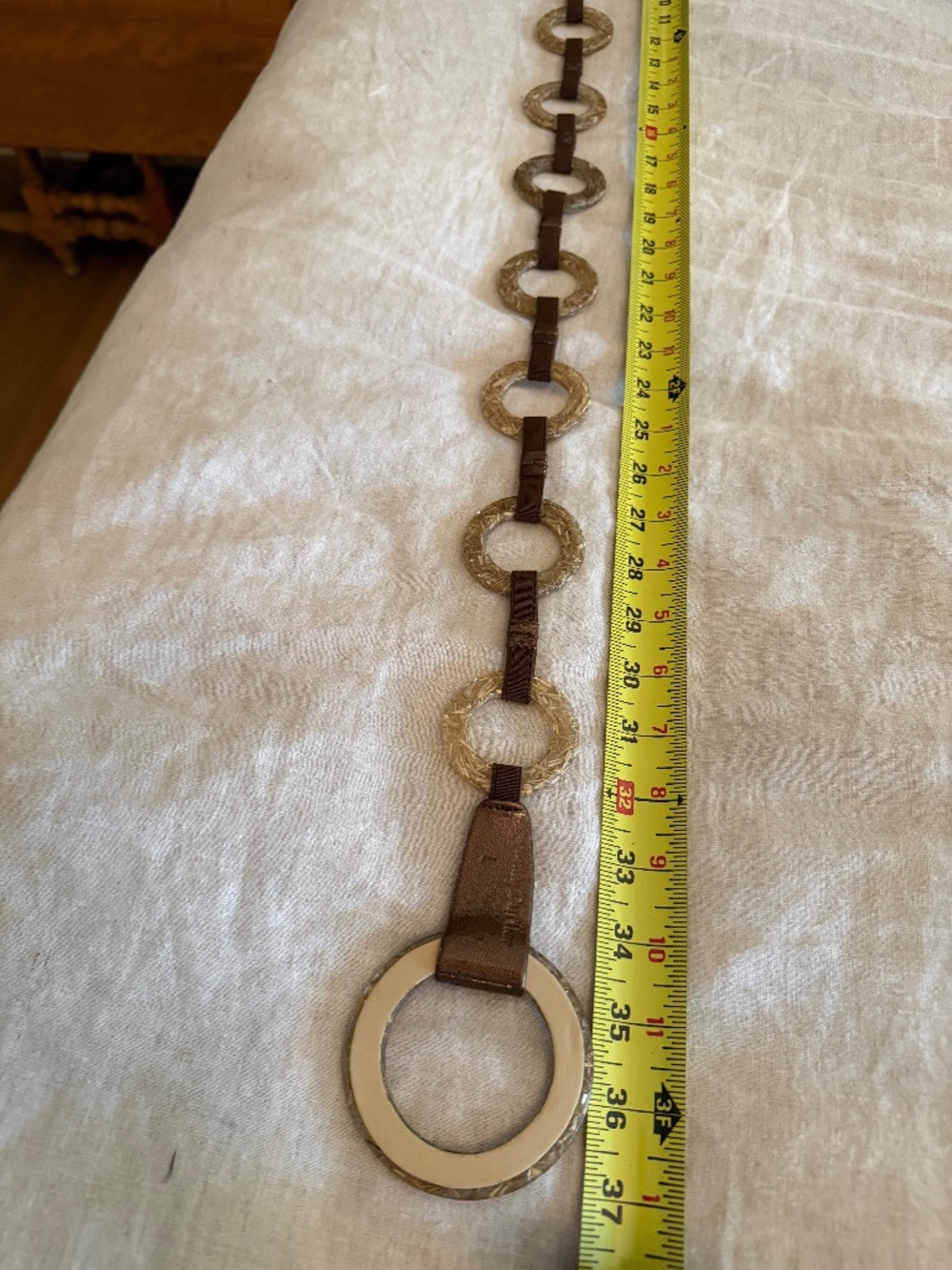 Sandy Duftler Brown Leather Lucite Ring Statement Belt